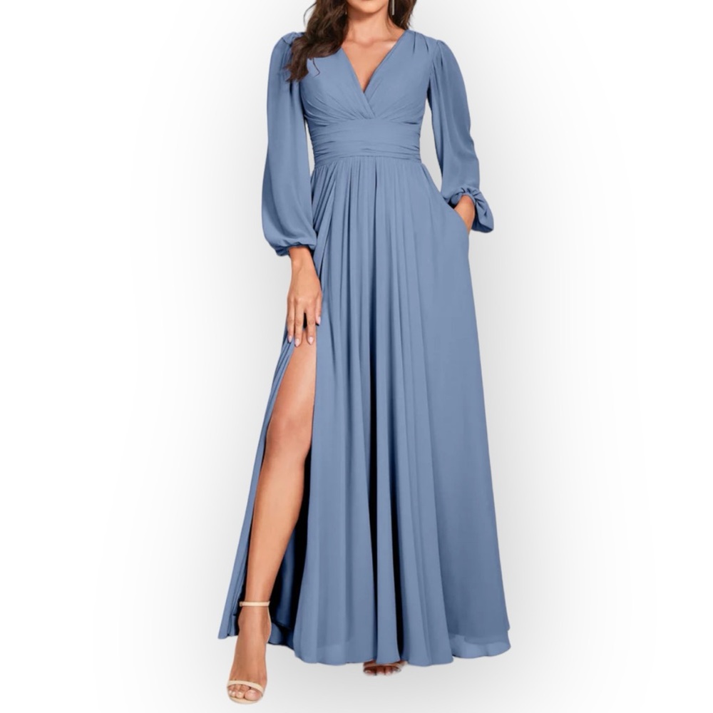 Lavetir NWT long sleeve maxi chiffon gown